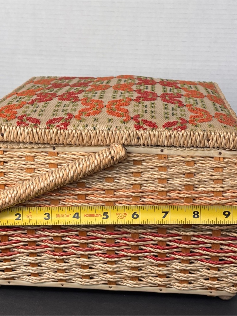 Vtg 1960’s JCPenney Wicker Woven Needlepoint Sewing Basket Box Japan w/Extra’s - Picture 12 of 15